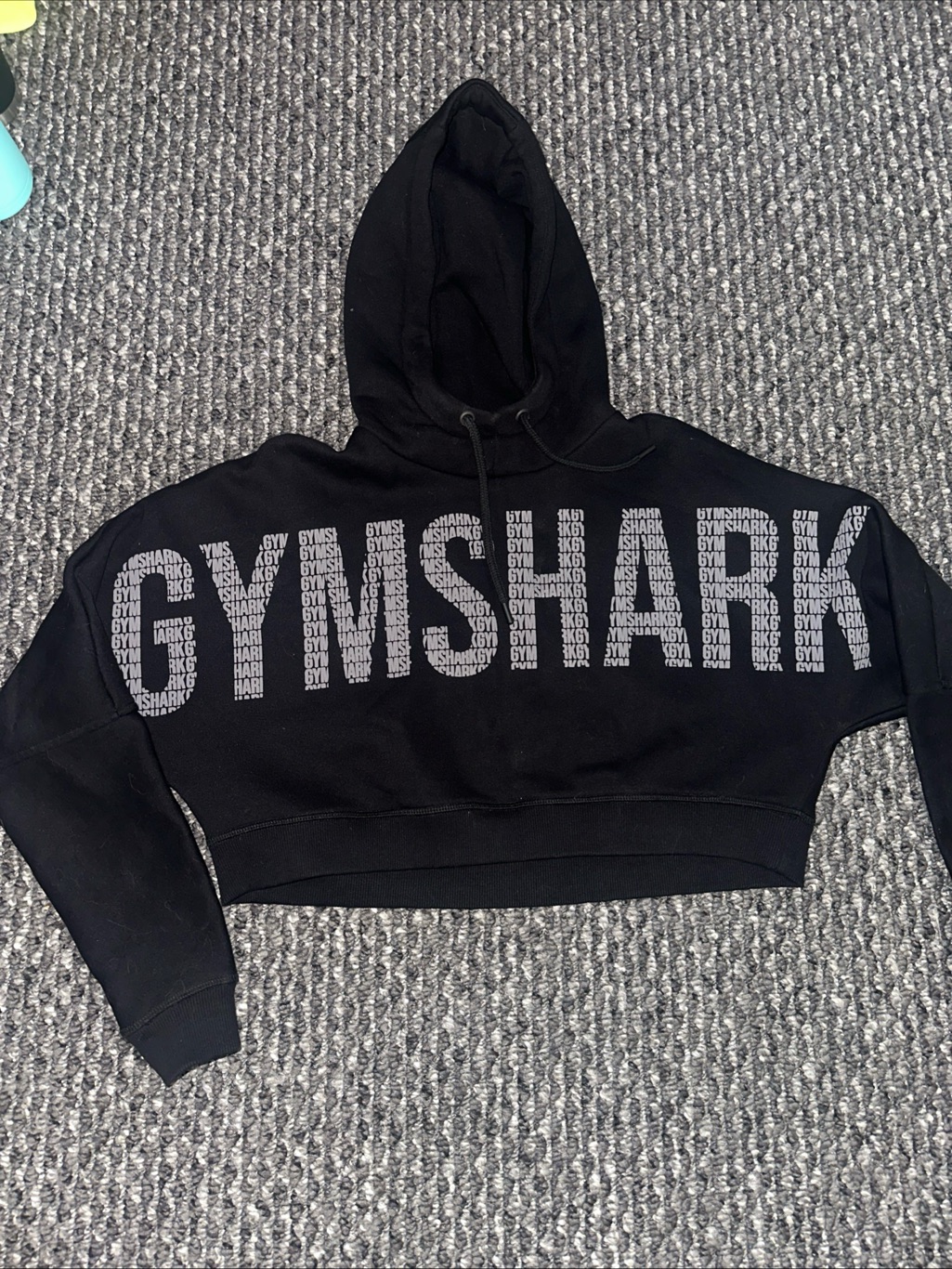 Gymshark Black Hoodie With White Logo Repeat Print